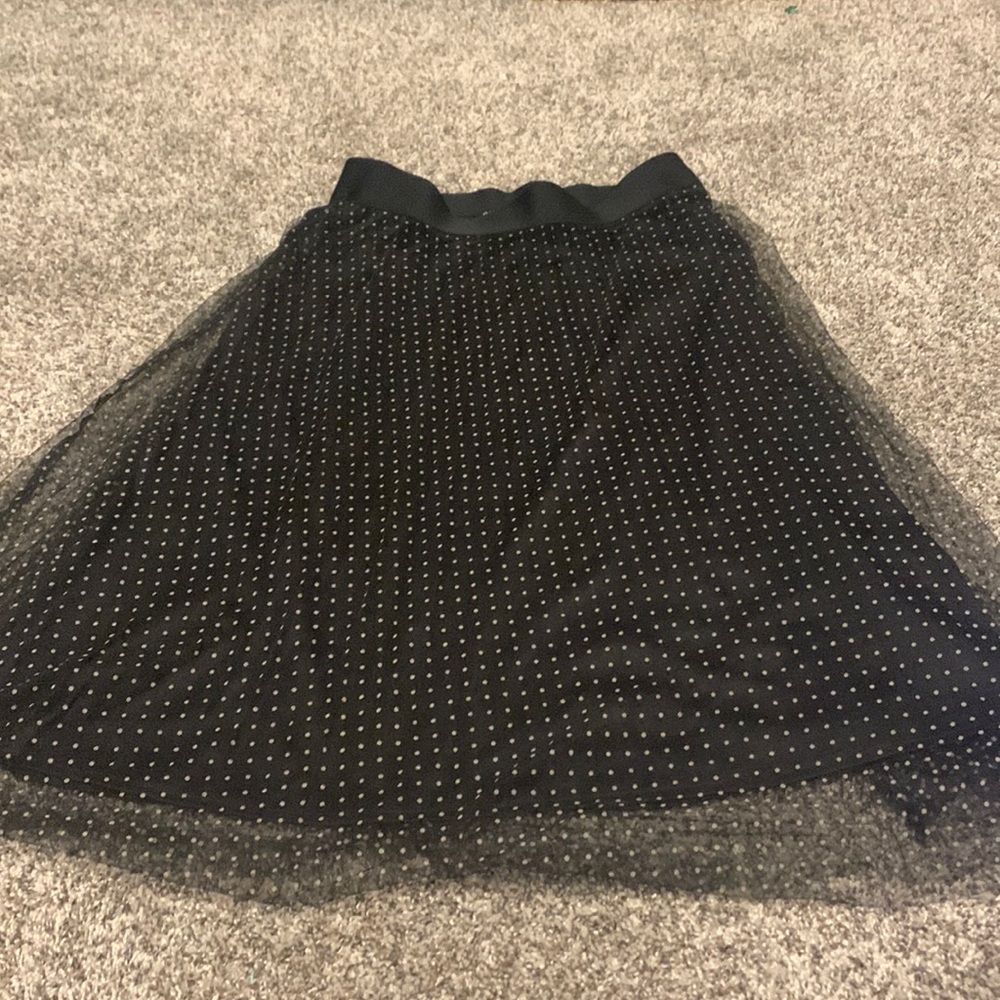 Black skirt with white polkadots two layers